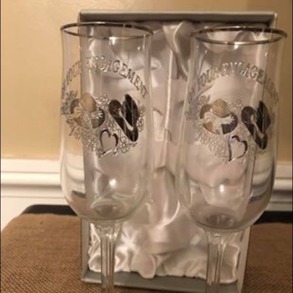Bohemian Crystal Engagement Champagne Flutes - Picture 1 of 4
